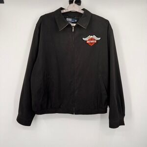 Polo Ralph Lauren Harley Davidson Harrington Jacket Black XL Full Zip Eagle